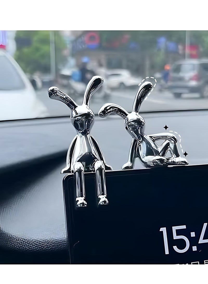 Set of 2 Rabbit Car Ornaments Light Luxury Ornaments Cute Car Interiors Car Decorations Creative Car Centre Console Jewelry - Image 3